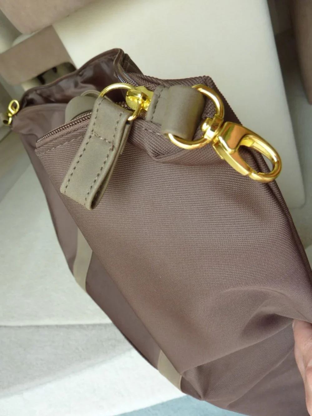 NEW Paco Rabanne Brown Overnight Weekend Canvas Travel Bag Foldable Gold Accent